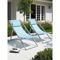 The Very Collection Amalfi Set 2 Folding Chairs- Grey/Blue