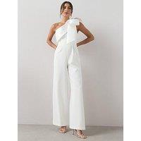 The Very Collection Bow Detail One Shoulder Jumpsuit - White