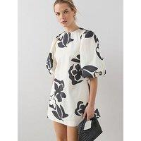 The Very Collection Puff Sleeve Oversized Mini Dress - Black