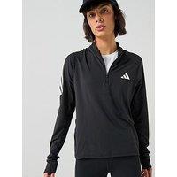 Adidas Womens Running Adi365 Iconic Stripes Zip Top - Black