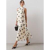 The Very Collection Tie Neck Spot Detail Sleeveless Midaxi Dress