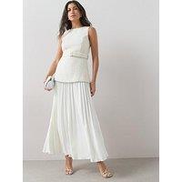 The Very Collection Tweed Overlay Pleated Midaxi Dress - White