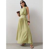 The Very Collection Blouson Waisted Midaxi Dress - Green