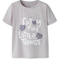 Name It Mini Girls Leopard Heart Short Sleeve Tshirt - Light Purple