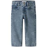 Name It Mini Girls Heart Straight Jeans - Blue