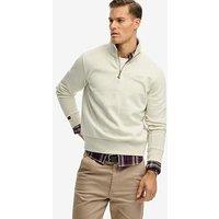 Superdry Essential Logo Henley 1/4 Zip Sweatshirt - Beige