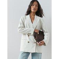 The Very Collection Double Breasted Linen Blazer - Natural