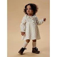 Lil Atelier Baby Girls Long Sleeve Floral Body Dress - Light Cream