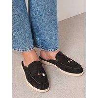 The Very Collection Faux Suede Mule Loafer - Black