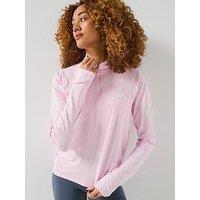 Adidas Womens Running Adi365 Iconic Stripes Zip Top - Pink