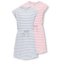 Only Kids Girls 2 Pack Stripe Short Sleeve Jersey Dresses - Multi
