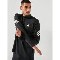 Adidas Mens Running Adi365 Iconic Stripes 1/4 Zip - Black