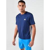 Adidas Mens Training Workout Essentials Base 3-Stripe T-Shirt - Blue