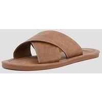 Superdry Vintage Cross Strap Slides - Brown