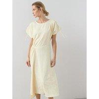 The Very Collection Textured Puff Sleeve Gathered Waist Midaxi Dress - Yellow