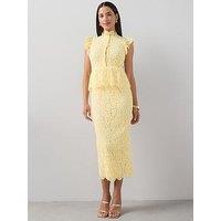 The Very Collection Lace Button Through Frill Dress - Yellow