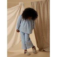 Lil Atelier Mini Girls Co-Ord Broderie Anglais Wide Trousers - Light Blue