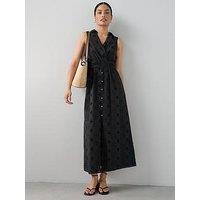 The Very Collection Broderie Sleeveless Tuck Midaxi Dress - Black