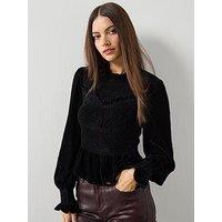 Allsaints Juno Shirred Top - Black