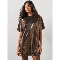 Allsaints Sparkle T-Shirt Dress - Gold