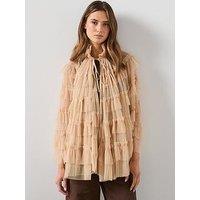Allsaints Aude Ruffle Cape - Pink