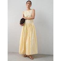 The Very Collection Shirred Panel Racer Volume Hem Midaxi Dress - Yellow