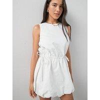 The Very Collection Puffball Hem Cinched Waist Mini Dress - Cream