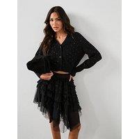 Allsaints Mazzy Long Sleeve Embellished Cardigan - Black