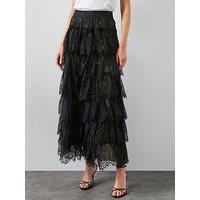 Allsaints Rory Lace Maxi Skirt - Gold