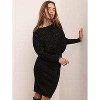 Mint Velvet Cable Batwing Dress - Black