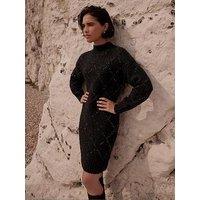 Mint Velvet Sequin Argyll Dress - Grey