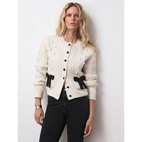 Mint Velvet Ivory Bobble Bow Cardigan - Cream