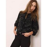 Mint Velvet Bow Embellished Cardigan - Black