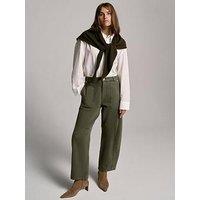 Mint Velvet Khaki Utility Barrel Jean - Green