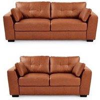 The Very Collection Arden Italian Leather 3 Seater + 2 Seater Sofa