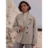 Mint Velvet Textured Funnel Coat - Grey