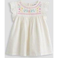 The Very Collection Baby Girl Seersucker Dress With Embroidery - Cream