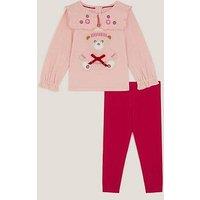 Monsoon Baby Girls Bear Top & Legging Set - Pink