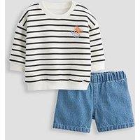 The Very Collection Baby Boy Sweatshirt & Shorts Set - White