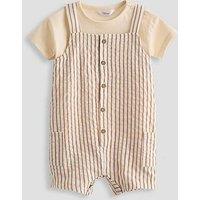 The Very Collection Baby Boy Stripe Dungaree And T-Shirt Set - Brown
