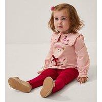 Monsoon Baby Girls Christmas Top & Velour Leggings Set - Dark Red