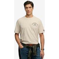 Superdry Heritage Biker Graphic Loose Fit T-Shirt - Beige