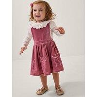Monsoon Baby Girls Broderie Top & Bow Pinafore Dress Set - Pink