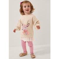 Monsoon Baby Girls Deer Sweat & Legging Set - Light Cream