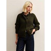 New Look Dark Khaki Chunky Crew Neck Cardigan