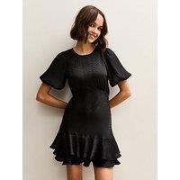 New Look Jacquard Feather Pattern Mini Dress - Black