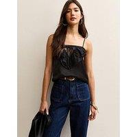 New Look Black Lace Frill Cami Top