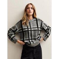 New Look Grey Sparkle Check Knit Jumper