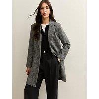 New Look Black Check Collared Coat
