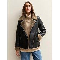 New Look Faux Shearling Jacket - Black